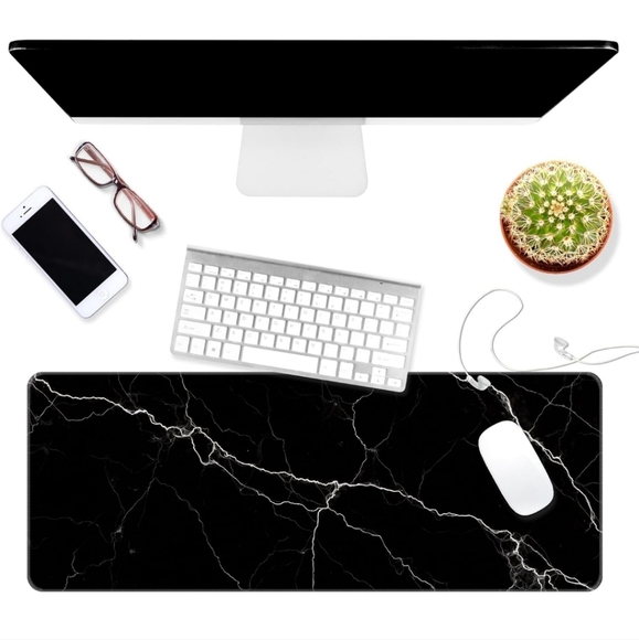 Black Marble Desk Mat with White Lightening Bolts- Comfortable, Non-Slip,&Smooth - Picture 3 of 5